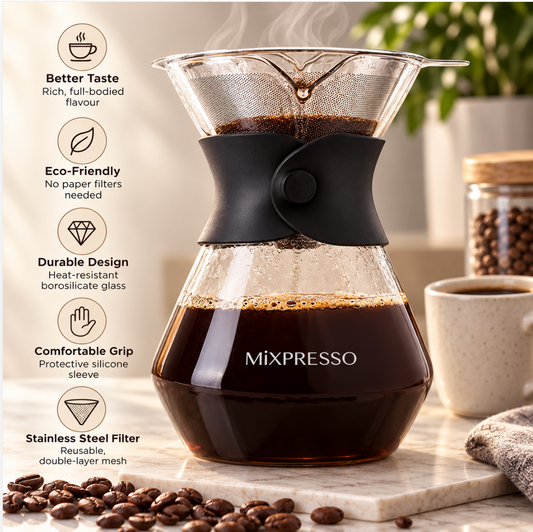 Mixpresso Chemex Style Pour Over Coffee Maker
